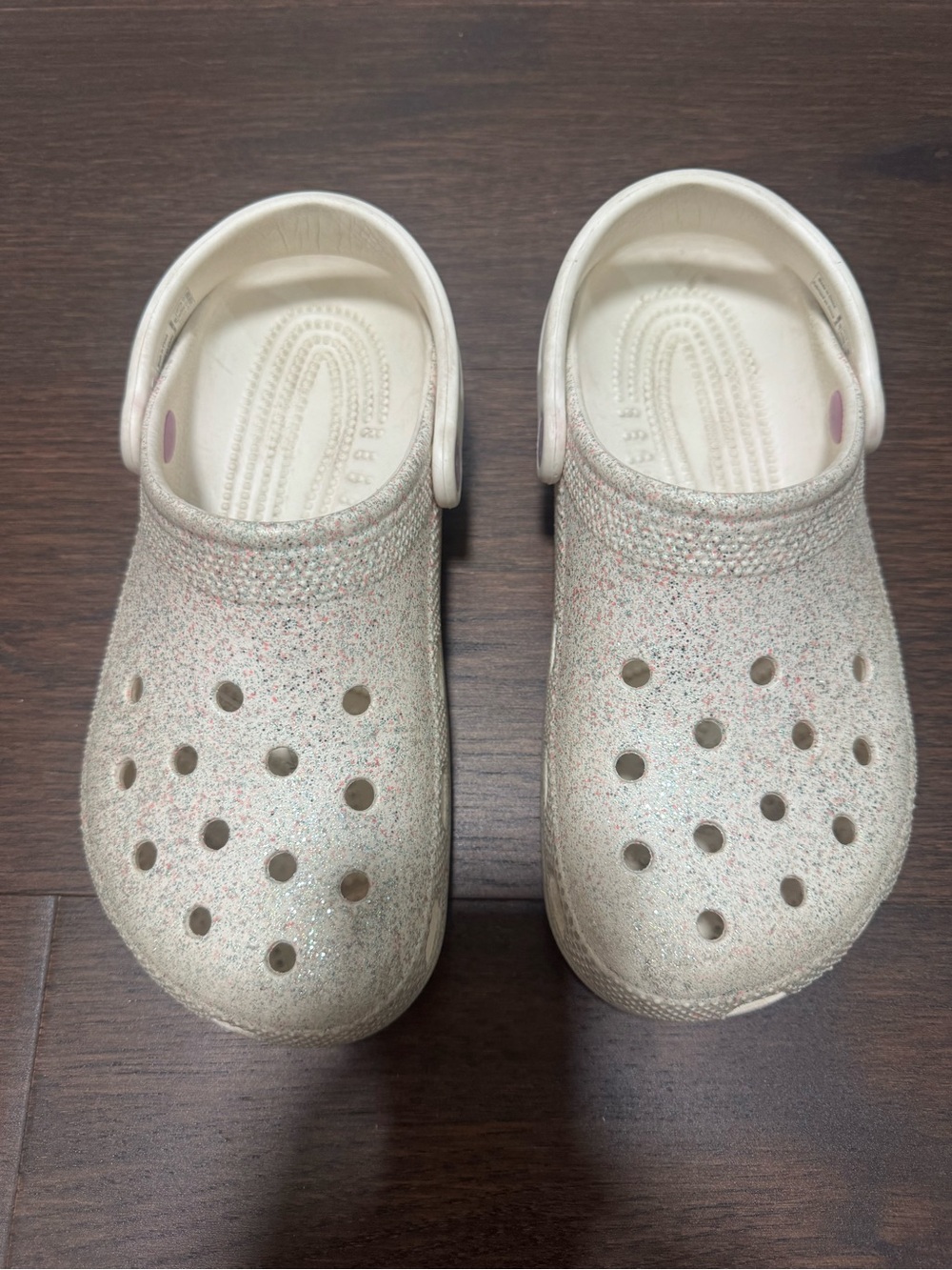 Kids Glitter Slip-On Crocs - White